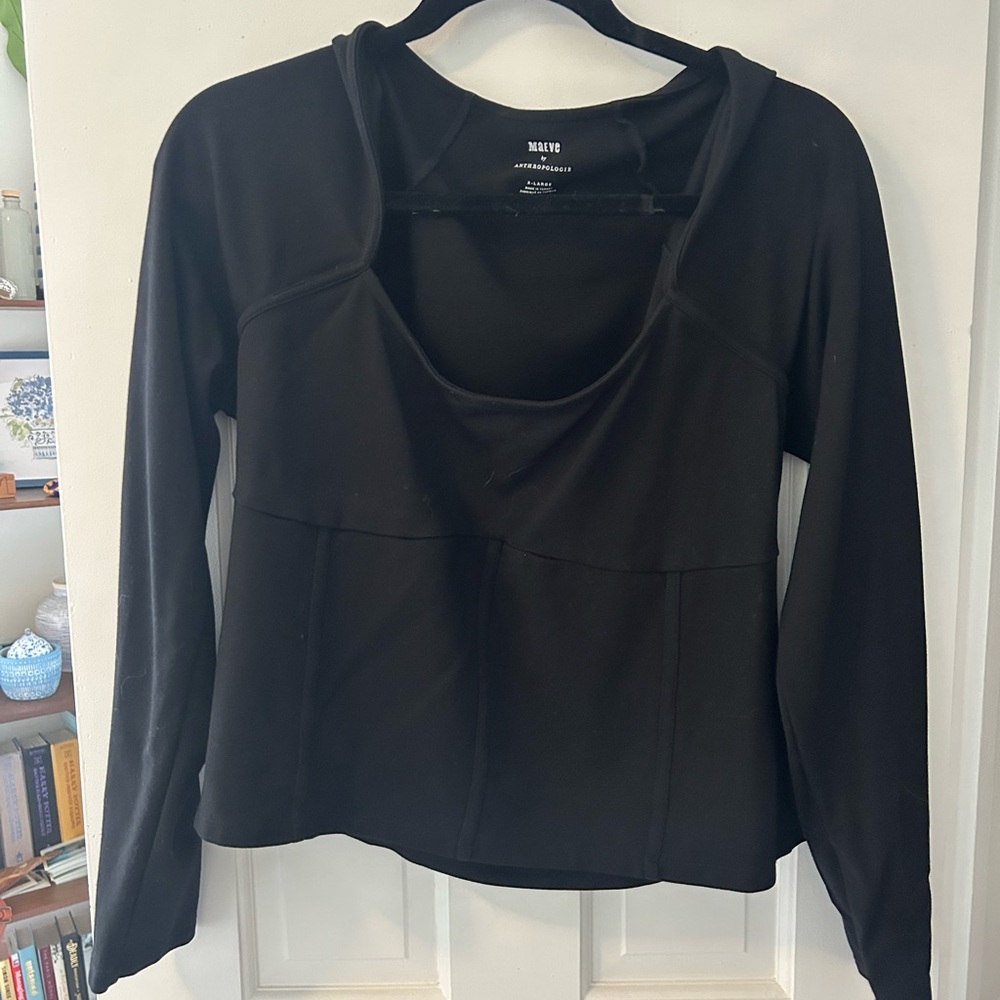 Anthropologie Black Women's Knit Corset Detail Top